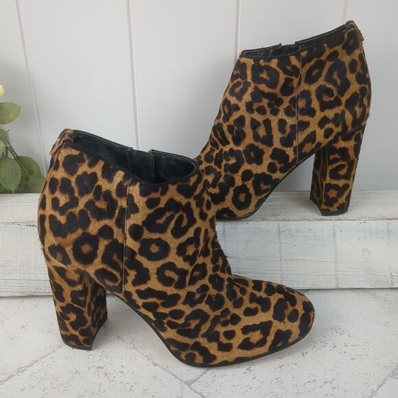 Sam Edelman Cambell Cheetah Leopard Print Calf Fur Ankle Boots US 8.5M EUC - Picture 3 of 13